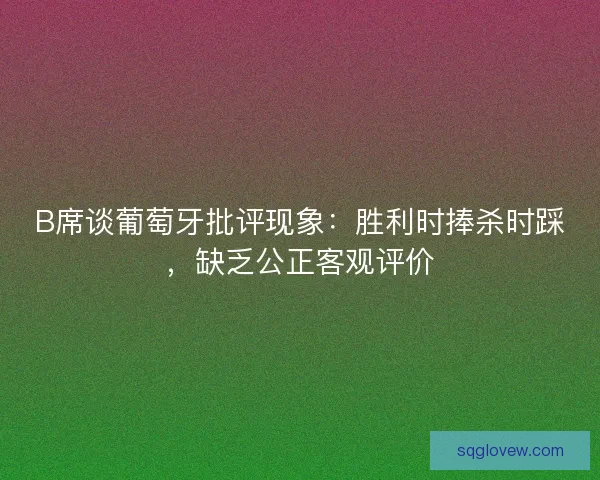 B席谈葡萄牙批评现象：胜利时捧杀时踩，缺乏公正客观评价