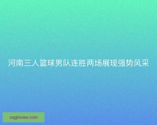 河南三人篮球男队连胜两场展现强势风采